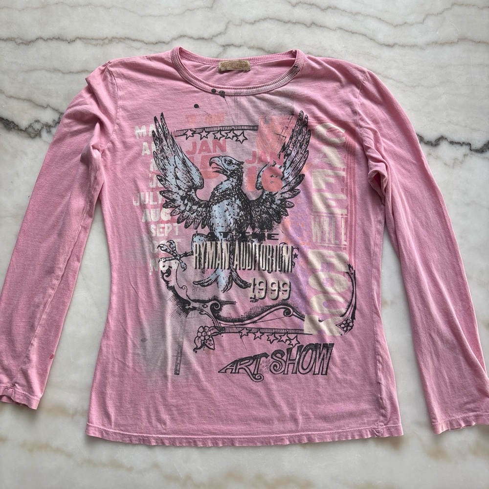Skinny Minnie Shirt Vintage Pink Long Sleeve Graphic T-Shirt Y2K Cyber Grunge M